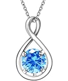 Eastlily Infinity Dec-Blue Topaz Necklace for Women, Blue Topaz 925 Sterling Silver Birthstone Pendant with Titanium Steel Chain 18', Women's Jewelry Gift for Birthday or Special Occasions