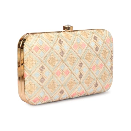Bolsa de mão feita à mão para mulheres, embreagem bordada Zari para mulheres/clutch de mão para mulheres, Multicolorido-3