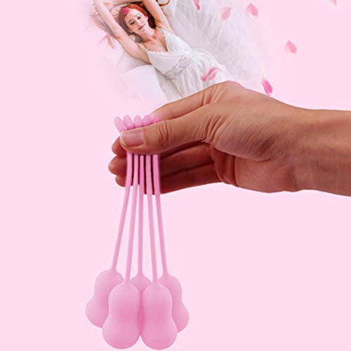 5 pecas de bola de encolhimento feminina vaginal haltere de silicone para exercicios (rosa)
