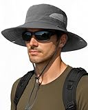 FURTALK Mens Bucket Sun Hat UPF 80+ Wide Brim Hiking Fishing Beach Outdoor Hats Dark Grey