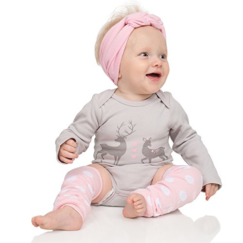 juDanzy 3 Pair Baby Girl Leg Warmers Aqua Polka Dot, Powder Pink Polka