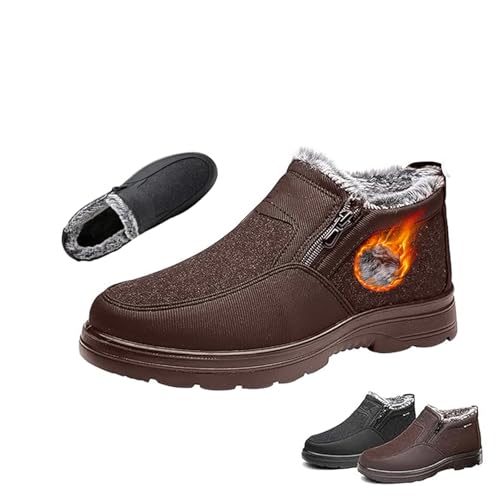 Botas ortopédicas de nieve cálidas para hombre, con cremallera lateral, impermeables, antideslizantes, de forro polar, con forro de piel cálida, botas ortopédicas antideslizantes, Brown, 0 UK