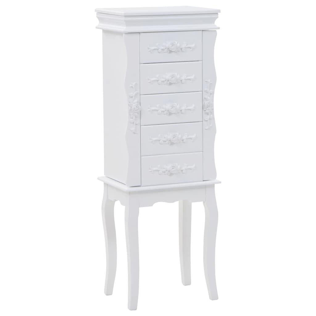 Générique Armadio per gioielli su gambe Bianco MDF | Quattro Piedi In Legno Di Pino, Facile Da Montare, Per Orecchini E Collane