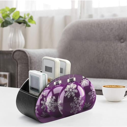 Support de télécommande en cuir violet avec 5 compartiments de rangement de bureau