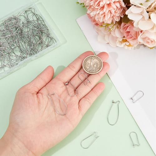 SOFPLATE 1 Box 120Pcs 3 Styles Kidney Earring Hooks Stainless Steel Kidney Ear Wires Silver Long Dangle Earring Findings U Shaped Hoop Kidney Ear Wires for jewellery Making Supplies DIY Craft Beginner - Image 3