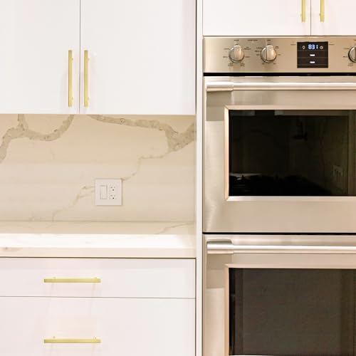 Image of Ravinte 50 Pack 7.38 Inch Square Cabinet Pulls Brushed Brass Stainless Steel Kitchen Drawer Pulls Cabinet Handles 7-3 /8 inchLength,5 inch Hole Center