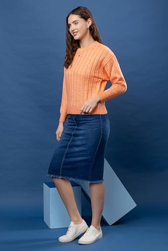 Image of Wear lusso Women's Woolen Cable Knit Pullover Sweater | Full Sleeve Round Neck Winter Wear | 100% Wool Soft & Warm Stylish Sweater for Girls, Ladies & Women | Cozy Casual Winter Fashion