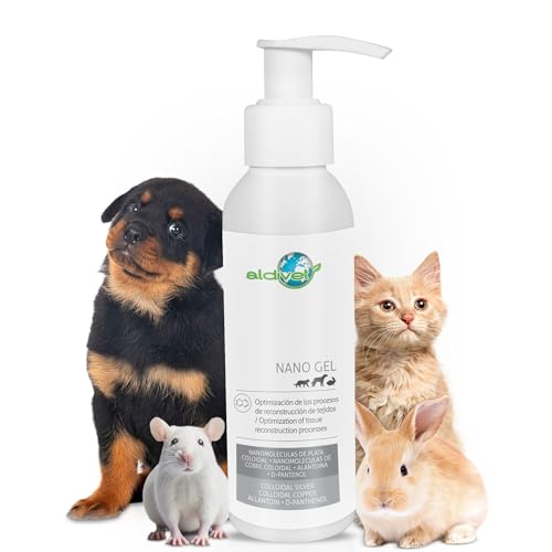 Aldivet Regenerierendes und Wiederaufbaugel für Gewebe bei Hunden, Katzen, Nagern, Wundheilungen, Verbrennungen und Kratzern, tiefe Flüssigkeitszufuhr, beruhigt Reizungen und Juckreiz, schützt 125 ml