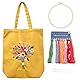 MAMUNU Canvas Tote Bag Stickset mit Muster für Anfänger, Kunst und DIY Bastelsets für Erwachsene, Inklusive Anleitung Sticktasche, Stickrahmen (Gelb)