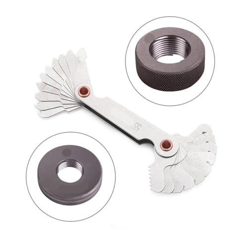 Calibrador de espesor de pintura, 10 piezas, calibrador de rosca métrica e imperial de 55/60 grados, herramienta combinada para torno y medición de paso de engranajes miniatura 3