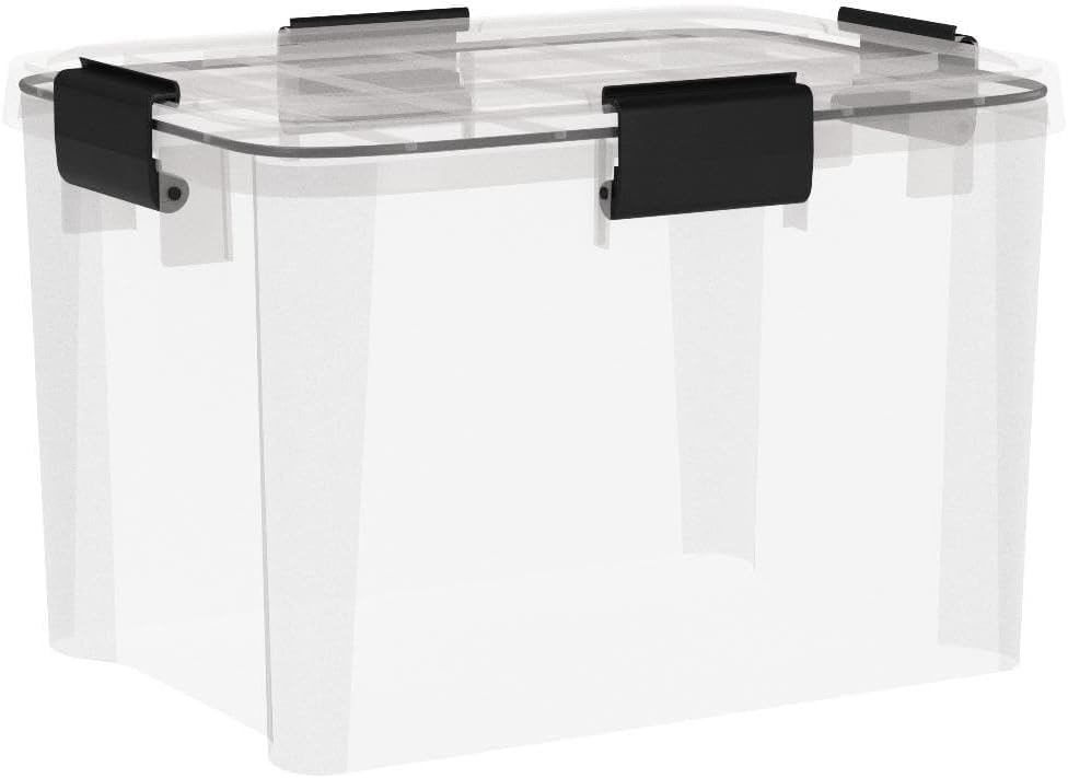 Iris Ohyama Luftdichte Kunststoff-Aufbewahrungsboxen mit Deckel, 20L, 3er-Set, Transparent, Hermetischer wasserdichter Verschluss, Robuste Schnappverschlüsse, Stapelbar, Staubschutz, BPA-frei, AT-SD