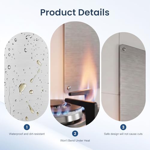 29.5" x 12" Stainless Steel Backsplash for Stove, Heavy Duty 0.7mm Metal Splatter Guard for Kitchen Wall, Smooth Surface Stove Backsplash Panel with 4 Anchor Screws & Cleaning Kit — view 6