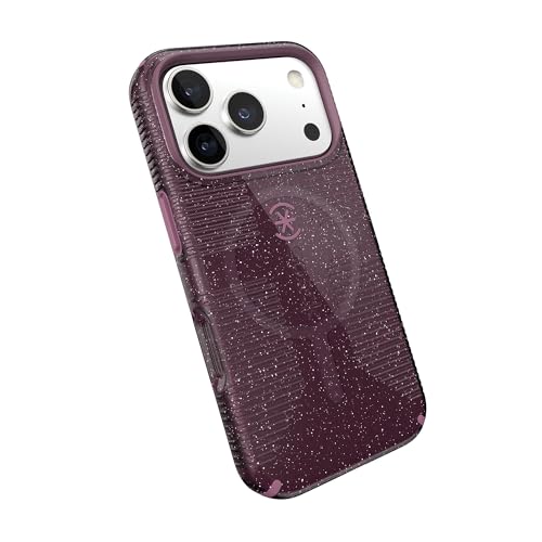 Image of Speck CANDYSHELL Grip +MS Case for iPhone 17 Pro - Plumberry Glitter | Slim Protective Grip | Drop Protection | MagSafe Compatible