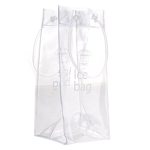 Akak Store 1 Pcs Portable Collapsible Clear Transparent PVC Ice Bag Champagne Wine Pouch Cooler Bag with Handle