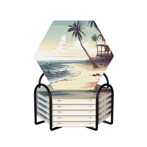 Dessous de verre en céramique protection table support métal 10,4 cm