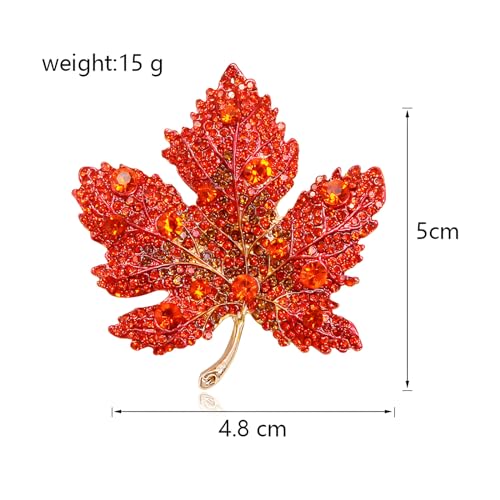 Image of WCRAZYE Rhinestone Maple Brooch Pin for Women Girls Sparkling Full Micro Pave Crystal Fall Thanksgiving Vintage Colorful Maple Leaf Lapel Pin Party Prom Wedding Thanksgiving Jewelry Gift