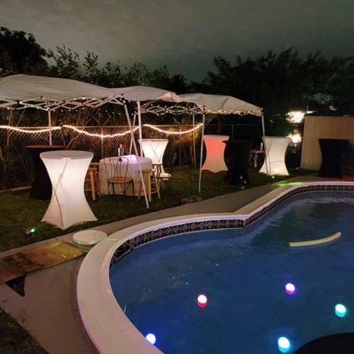 Albassa 2 Pack Cocktail Table Covers 32"x43" Spandex Stretch Highboy Top Tablecloth Fitted Round Table Cloths for Bar Wedding Cocktail Party Banquet Tables (2, White, 32"x 43") by Albassa - Used condition - Image 8