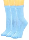 YASIDI Womens Super Soft Combed Cotton Socks 3-Pairs,5-Pairs,1 Pairs (3 Pairs-Light Blue)
