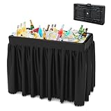 SHAREWIN Party Outdoor Cooler Table, Black Skirt &Drain Hose Plastic Chill Table to Keep Drinks Cool, Portable Foldable Self-Serving Beverage Ice Cooler Bar for Wedding, Picnics, Barbecues, Fishing