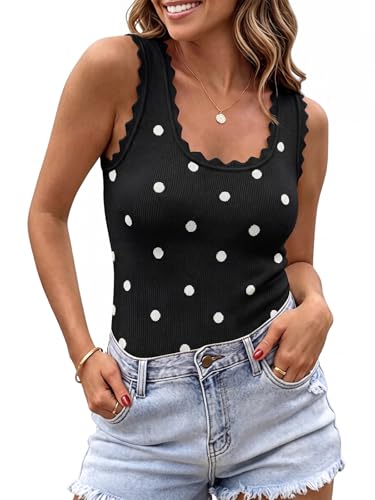 Image of Saodimallsu Womens Ribbed Knit Tank Top Summer Sleeveless Square Neck Casual Basic Slimming Sweater Vest Tops