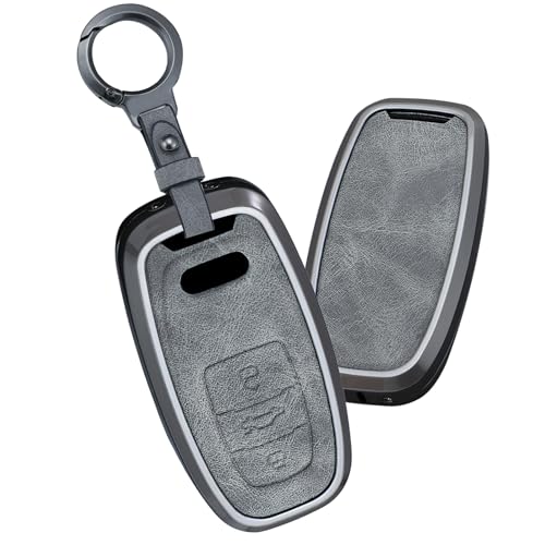 Étui clé Audi en cuir gris C protection haut de gamme pour modèles A4 Q5 et TT