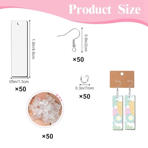 Pendientes de sublimación rectangulares para personalizar tus diseños con bolsas, 100 uds 6