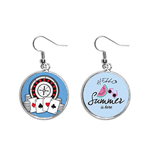 Pendientes de sandía con ilustración ligera de casino y ajuste de lóbulo