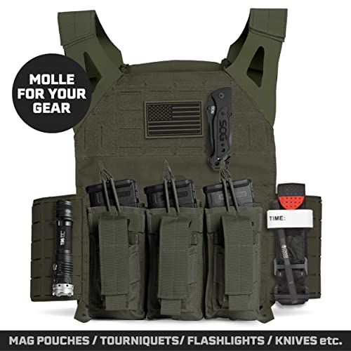 Tacticon Battlevest Lite | Tactical Vest | Combat Veteran Owned Company | Fully Adjustable Lightweight Tactical Vest | 360-Degree Laser-Cut Pals Coverage (Ranger Green) #TOP1