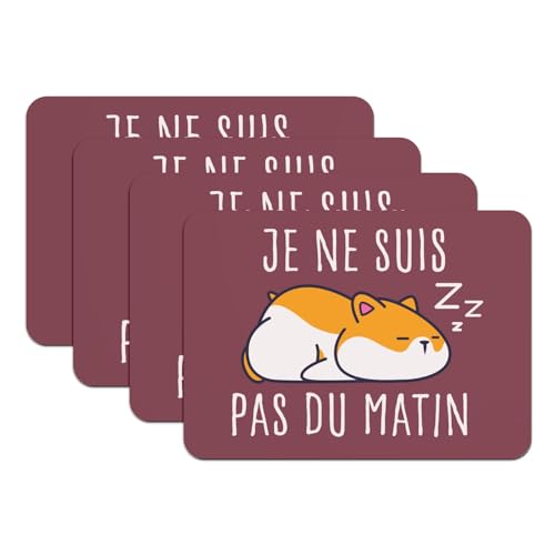 Dessous en caoutchouc rouge lot de 4 sets de table grand format imperméables