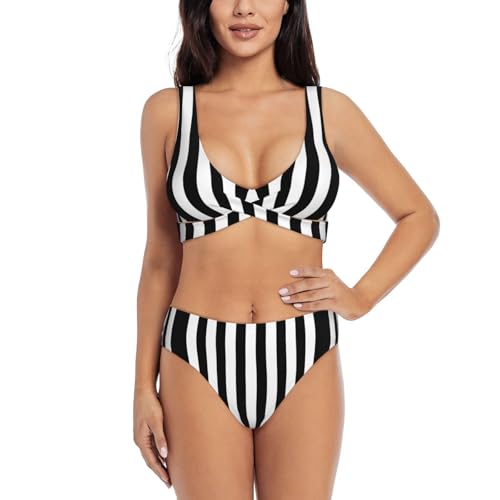 Bikini triangle à rayures : sublimez votre silhouette avec ce maillot deux pièces.