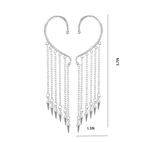 Csiyanjry99 2 Pcs Ear Wrap Tassel Dangle Earrings Agate Pearl Ear Cuffs For Women Girls -Non Pierced Ear Cartilage Wrap Hoop Earrings Gold Silver (A-S (Bullets)) #TOP1