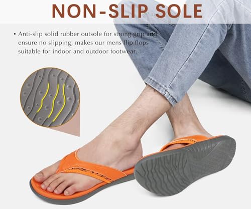 Image of KuaiLu Mens Sport Flip Flops Comfort Orthotic Thong Sandals with Plantar Fasciitis Arch Support Outdoor Summer Beach Size 7~15