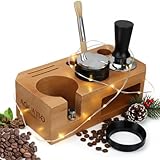 Espresso Tamping Station With Tools - 58mm - Includes Tamper, Distributor, Dosing Funnel & Brush - Wooden Coffee Tamper Station - Espresso Organizer & Portafilter Holder, Best Gift for Coffee Lovers