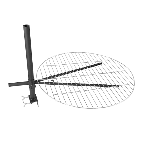 Lemodo Grillgitter mit Halterung für Feuerschale – höhenverstellbarer Grillrost, schwenkbares Grillgitter Ø 55 cm, verstellbares Gitter mit Befestigung für vorhandene Feuerstellen
