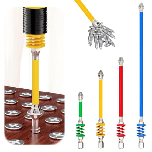 Image of Serplex 4PCS Phillips Screwdriver Bits Spring Loaded Magnetic Drill Bits with 1 /4 Inch Hex Shank, PH2 S2 Steel Phillips Impact Bits for Electric Screwdrivers and Electronic Repair Hand Tool