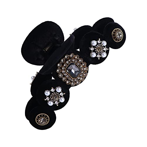 Pinza para cabello Leadigol Velvet Rhinestone Pearl 9.5 cm miniatura 1
