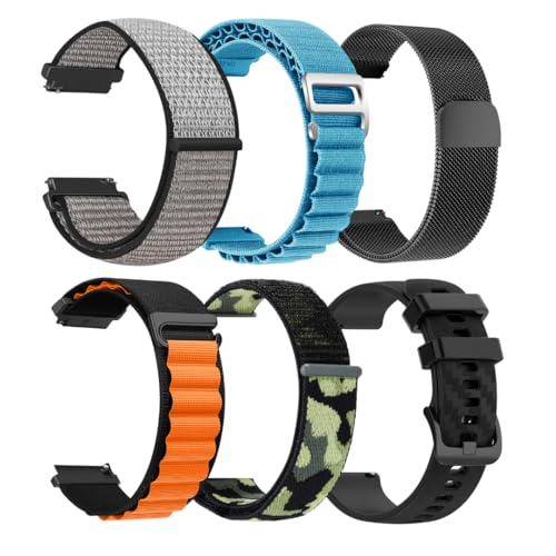 CARBINOX Band Durable 22mm Compatible with Smartwatches - Adjustable Secure Fit Watch Band (6 Pack)