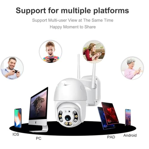 Image of TechEase 360 Smart WiFi Camera, 1080p Full HD, Outdoor PTZ CCTV, Night Vision, IP66 Weatherproof, MicroSD Card Slot, White