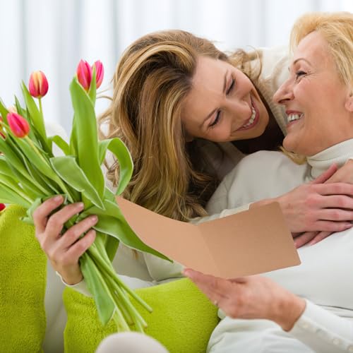 Ailvor Briefumschläge Kraftpapier mit Karten Blanko, 60er Set Umschläge Faltkarten, Blanko Karten zum Selbstgestalten, Kuvert Set für Grußkarten, Einladung, Geburtstagskarten, Dankeskarten(Braun)