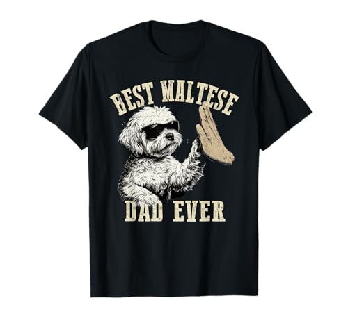 Best Dog Dad Ever Vintage lustiger süßer Malteser Hund T-Shirt