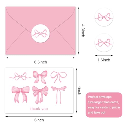 Cartes de remerciement anniversaire et mariage à nœud rose Whaline pour vos invités