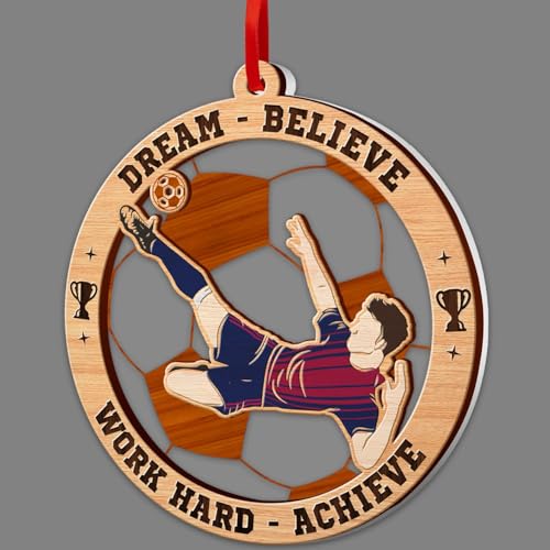 Soccer Lover Gift Ornament - 2 Layer Wood & Acrylic Christmas Tree Decor