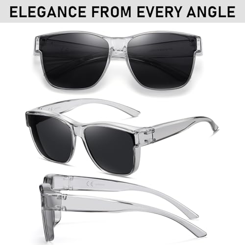 Image of GEGURI Polarized Sunglasses Fit Over Glasses for Men Women, Oversized Square Sun Glasses UV400 Protection Shades