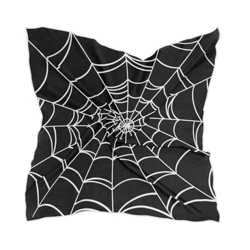 Women's Fashion Silk Scarf Goth Spider Web Square Hair Bandanas 23.6 inches Square Satin Headscarf