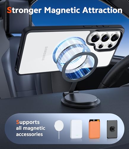 Image of FNTCASE for Samsung Galaxy S26-Ultra Case: Clear Magnetic Phone Cases with Screen Protector Compatible with Magsafe Slim Anti Yellowing Rugged Protective Transparent Cell Phone Cover (Black Magnetic)