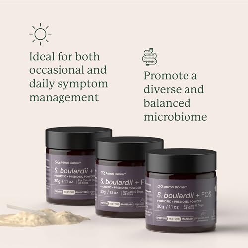 Image of Animal Biome Dog & Cat Probiotics, Gut Rescue, S Boulardii + FOS Powder 30g | 50 Scoops, FOS Prebiotic, Saccharomyces Boulardii Yeast Probiotic, Healthy Skin, Gut Health & Diarrhea Support, Food Topper