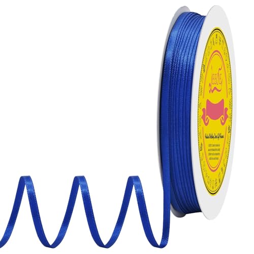 Image of Double Face Cobalt Blue Satin Thin Ribbon 1 /8 inch X 100 Yards Polyester Cobalt Blue Ribbon for Gift Wrapping Very Suitable for Weddings Party Hair Bow Invitation Decorations and More