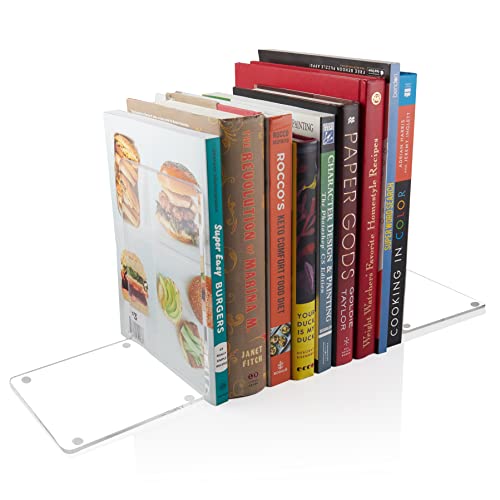 Buchstützen, Acryl, transparent, unsichtbar, 4 mm, strapazierfähig, rutschfest, für Bücher, Filme, DVDs, CDs, Videospiele, Buchstopper für Zuhause, Büro, Bibliothek (transparent) Cover
