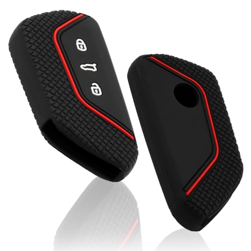 Car Key Cover For Skoda Octavia Enyaq VW MK8 Golf 8 Silicone Key Fob Cover Compatible With Volkswagen Seat Leon MK 4 Tarraco Ateca Cupra Formentor Born 3 Button Auto Keyshell Protective Sleeve