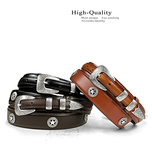 Image of Belts.com Western Buckle Belt Oil Tanned Genuine Leather Ranger Belt 1-3 /8 inch(35mm) Taper to 3 /4 inch(19mm) Wide-Multiple choices
